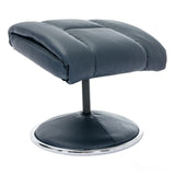 The Biarritz - Swivel Recliner Chair & Matching Footstool in Navy Plush Faux Leather Morris Living