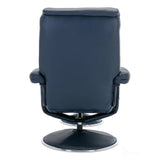 The Biarritz - Swivel Recliner Chair & Matching Footstool in Navy Plush Faux Leather Morris Living