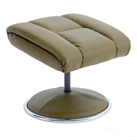 The Biarritz - Swivel Recliner Chair & Matching Footstool in Olive Green Plush Faux Leather Morris Living - image 7
