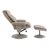 The Biarritz - Swivel Recliner Chair & Matching Footstool in Pebble Plush Faux Leather Morris Living - thumbnail 4