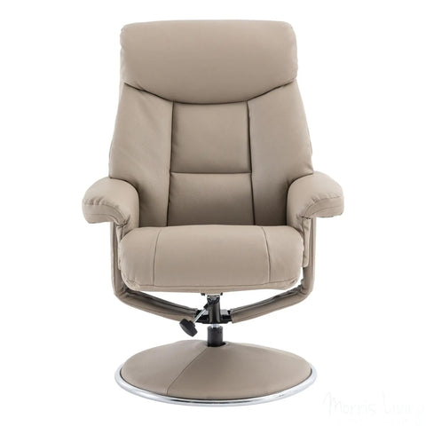 The Biarritz - Swivel Recliner Chair & Matching Footstool in Pebble Plush Faux Leather Morris Living - image 5