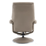 The Biarritz - Swivel Recliner Chair & Matching Footstool in Pebble Plush Faux Leather Morris Living - thumbnail 8