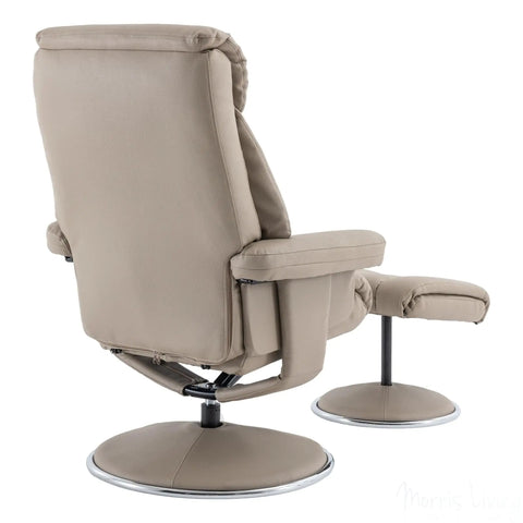 The Biarritz - Swivel Recliner Chair & Matching Footstool in Pebble Plush Faux Leather Morris Living - image 9