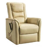 The Bradwell - Single Motor Riser Recliner Chair in Cream Plush Faux Leather - Refurbished Morris Living