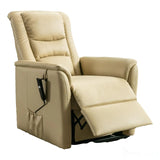 The Bradwell - Single Motor Riser Recliner Chair in Cream Plush Faux Leather - Refurbished Morris Living