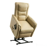 The Bradwell - Single Motor Riser Recliner Chair in Cream Plush Faux Leather - Refurbished Morris Living
