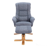The Cairo - Lisbon Marine Blue Fabric - Swivel Recliner Chair & Matching Footstool Morris Living