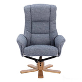 The Cairo - Lisbon Marine Blue Fabric - Swivel Recliner Chair & Matching Footstool Morris Living