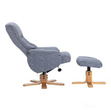 The Cairo - Lisbon Marine Blue Fabric - Swivel Recliner Chair & Matching Footstool Morris Living
