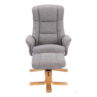 The Cairo - Lisbon Rock Grey/Beige Fabric - Swivel Recliner Chair & Matching Footstool Morris Living