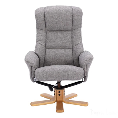 The Cairo - Lisbon Rock Grey/Beige Fabric - Swivel Recliner Chair & Matching Footstool Morris Living