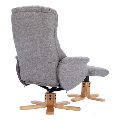 The Cairo - Lisbon Rock Grey/Beige Fabric - Swivel Recliner Chair & Matching Footstool Morris Living