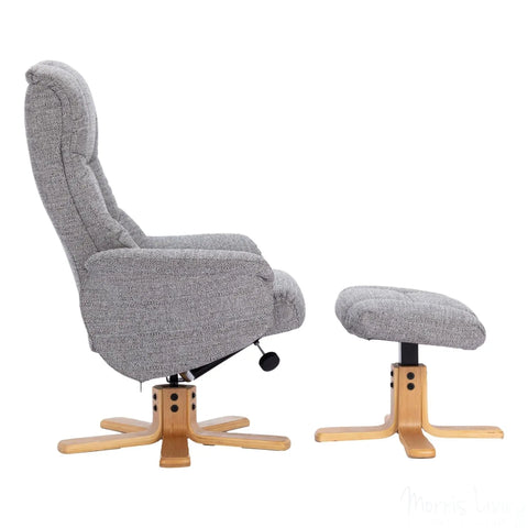 The Cairo - Lisbon Rock Grey/Beige Fabric - Swivel Recliner Chair & Matching Footstool Morris Living - image 7