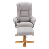 The Cairo - Lisbon Silver Fabric - Swivel Recliner Chair & Matching Footstool Morris Living