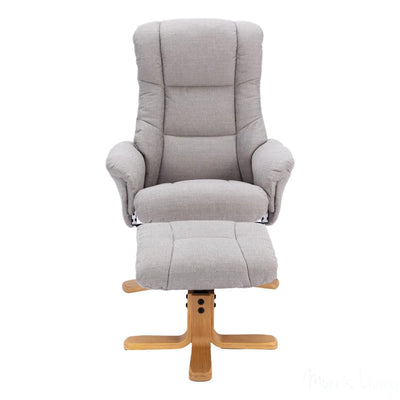 The Cairo - Lisbon Silver Fabric - Swivel Recliner Chair & Matching Footstool Morris Living