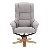 The Cairo - Lisbon Silver Fabric - Swivel Recliner Chair & Matching Footstool Morris Living