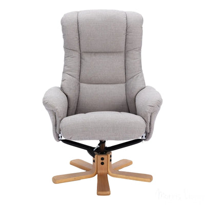 The Cairo - Lisbon Silver Fabric - Swivel Recliner Chair & Matching Footstool Morris Living