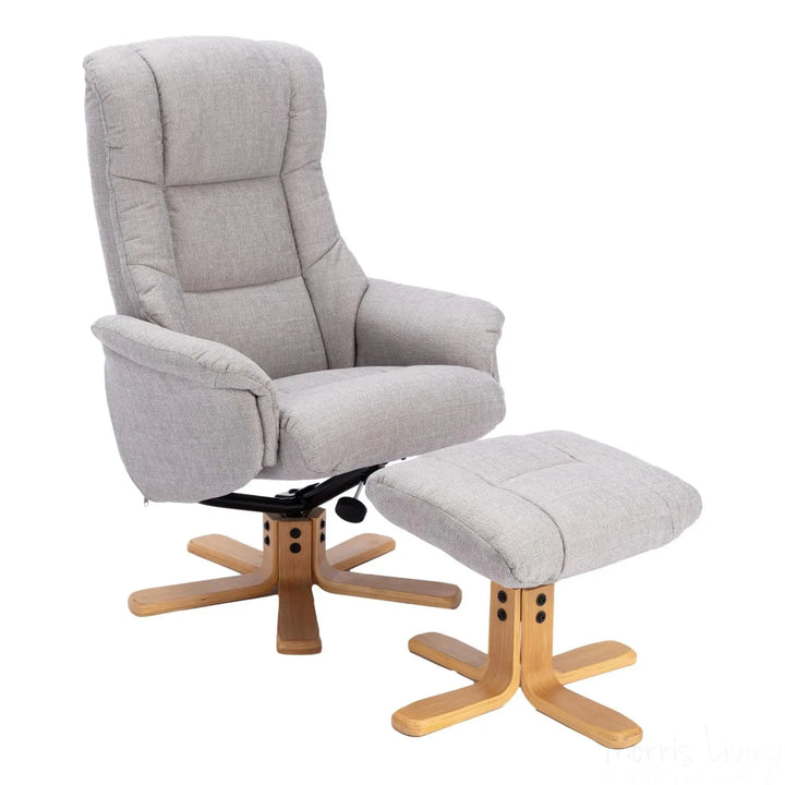 The Cairo - Lisbon Silver Fabric - Swivel Recliner Chair & Matching Footstool Morris Living - image 1