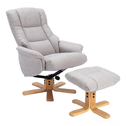 The Cairo - Lisbon Silver Fabric - Swivel Recliner Chair & Matching Footstool Morris Living - image 3
