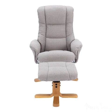 The Cairo - Lisbon Silver Fabric - Swivel Recliner Chair & Matching Footstool Morris Living - image 4