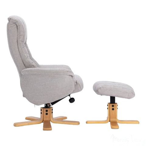 The Cairo - Lisbon Silver Fabric - Swivel Recliner Chair & Matching Footstool Morris Living - image 7