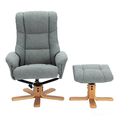 The Cairo - Lisbon Teal Green Fabric - Swivel Recliner Chair & Matching Footstool Morris Living