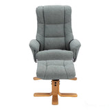The Cairo - Lisbon Teal Green Fabric - Swivel Recliner Chair & Matching Footstool Morris Living