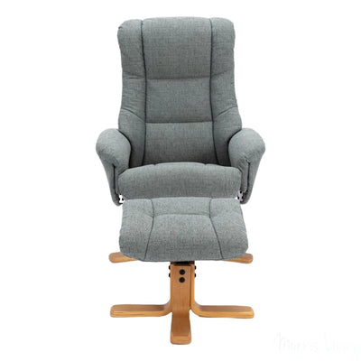 The Cairo - Lisbon Teal Green Fabric - Swivel Recliner Chair & Matching Footstool Morris Living