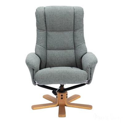 The Cairo - Lisbon Teal Green Fabric - Swivel Recliner Chair & Matching Footstool Morris Living