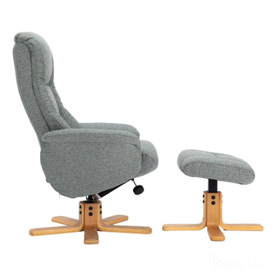 The Cairo - Lisbon Teal Green Fabric - Swivel Recliner Chair & Matching Footstool Morris Living