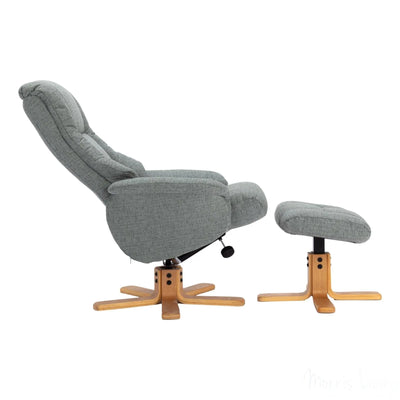 The Cairo - Lisbon Teal Green Fabric - Swivel Recliner Chair & Matching Footstool Morris Living