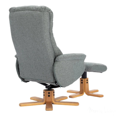 The Cairo - Lisbon Teal Green Fabric - Swivel Recliner Chair & Matching Footstool Morris Living