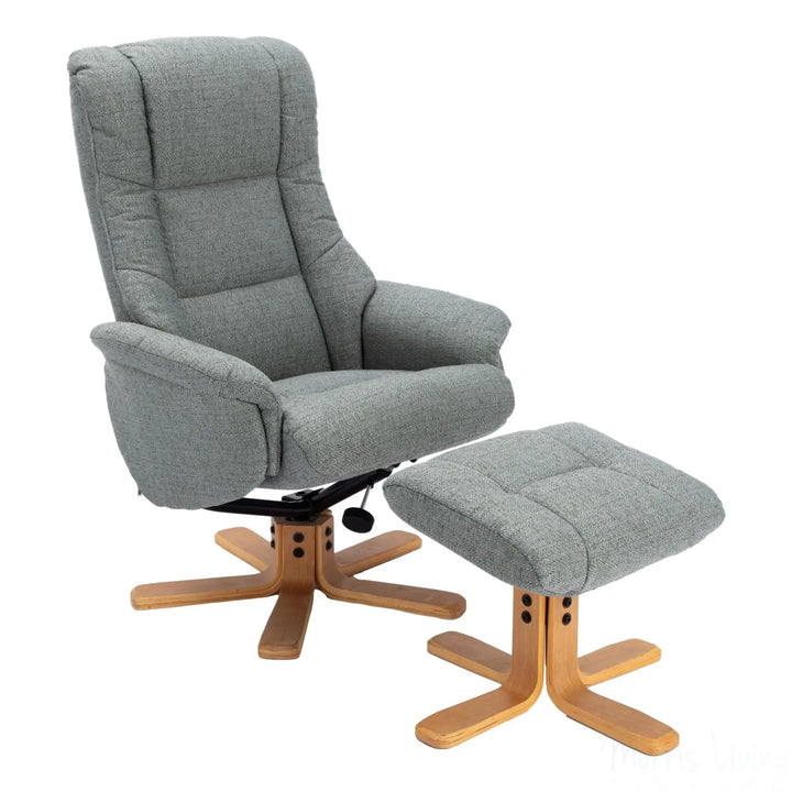 The Cairo - Lisbon Teal Green Fabric - Swivel Recliner Chair & Matching Footstool Morris Living - image 1
