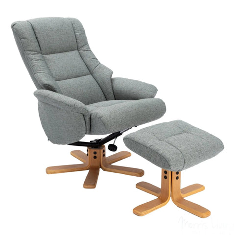 The Cairo - Lisbon Teal Green Fabric - Swivel Recliner Chair & Matching Footstool Morris Living - image 2