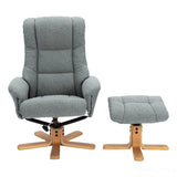 The Cairo - Lisbon Teal Green Fabric - Swivel Recliner Chair & Matching Footstool Morris Living - thumbnail 3
