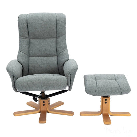 The Cairo - Lisbon Teal Green Fabric - Swivel Recliner Chair & Matching Footstool Morris Living - image 3