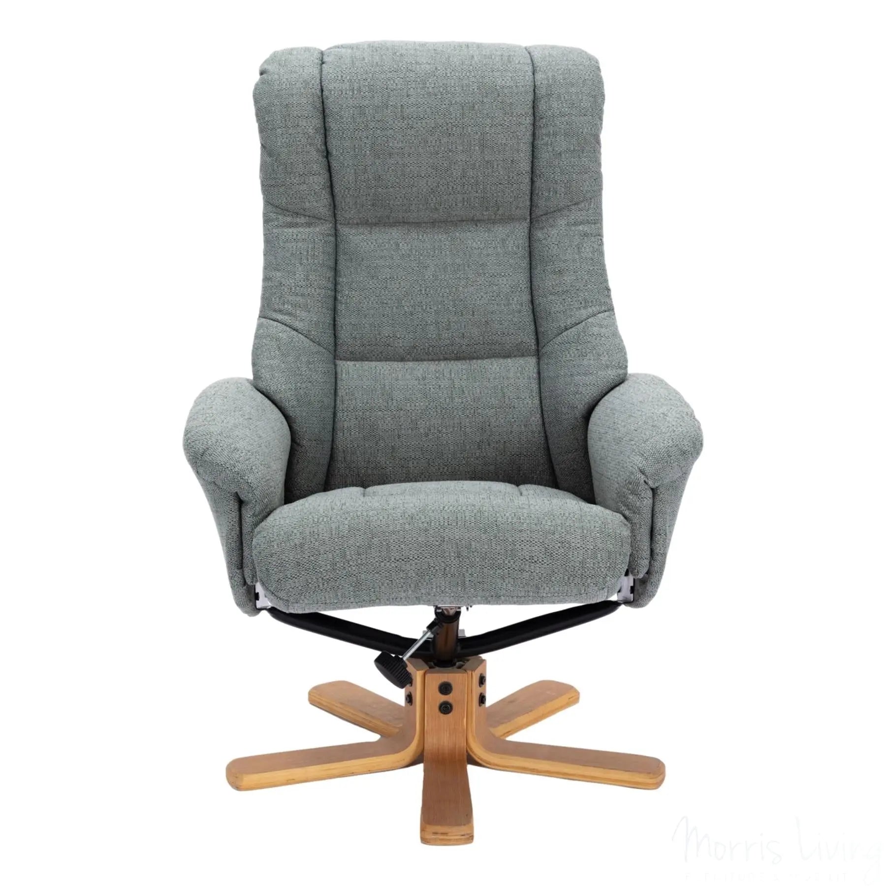 The Cairo - Lisbon Teal Green Fabric - Swivel Recliner Chair & Matching Footstool Morris Living