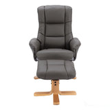 The Cairo - Swivel Recliner Chair & Matching Footstool in Cinder Faux Leather Morris Living