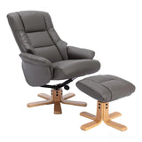 The Cairo - Swivel Recliner Chair & Matching Footstool in Cinder Faux Leather Morris Living