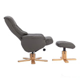 The Cairo - Swivel Recliner Chair & Matching Footstool in Cinder Faux Leather Morris Living