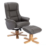 The Cairo - Swivel Recliner Chair & Matching Footstool in Cinder Faux Leather Morris Living - thumbnail 1
