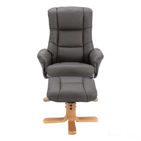 The Cairo - Swivel Recliner Chair & Matching Footstool in Cinder Faux Leather Morris Living - image 3