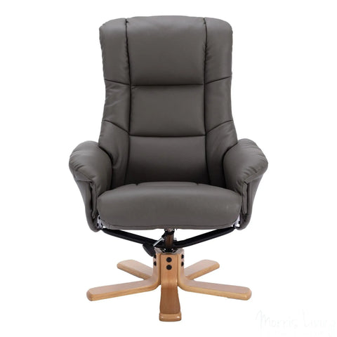 The Cairo - Swivel Recliner Chair & Matching Footstool in Cinder Faux Leather Morris Living - image 4