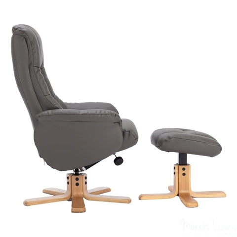 The Cairo - Swivel Recliner Chair & Matching Footstool in Cinder Faux Leather Morris Living - image 7