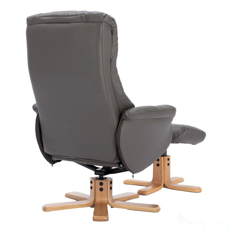 The Cairo - Swivel Recliner Chair & Matching Footstool in Cinder Faux Leather Morris Living - image 9
