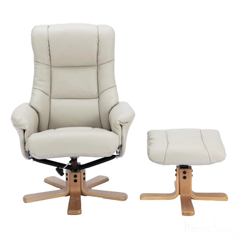 The Cairo - Swivel Recliner Chair & Matching Footstool in Mushroom Faux Leather Morris Living - image 3