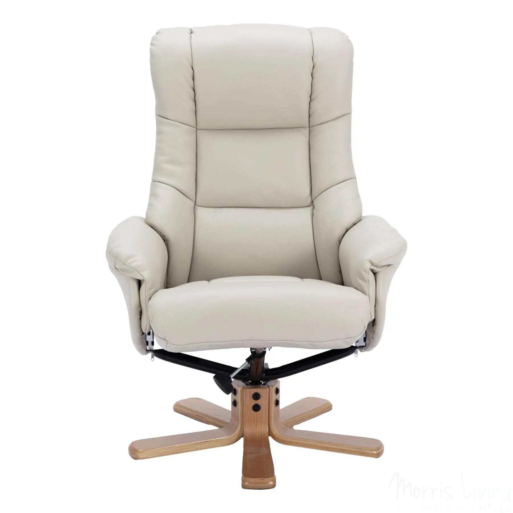The Cairo - Swivel Recliner Chair & Matching Footstool in Mushroom Faux Leather Morris Living