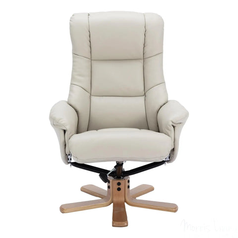 The Cairo - Swivel Recliner Chair & Matching Footstool in Mushroom Faux Leather Morris Living - image 5