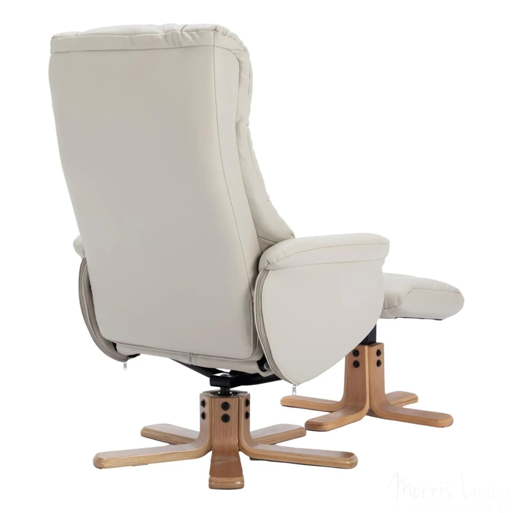 The Cairo - Swivel Recliner Chair & Matching Footstool in Mushroom Faux Leather Morris Living