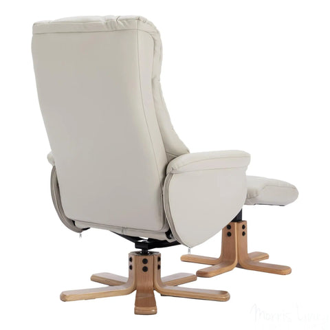 The Cairo - Swivel Recliner Chair & Matching Footstool in Mushroom Faux Leather Morris Living - image 9